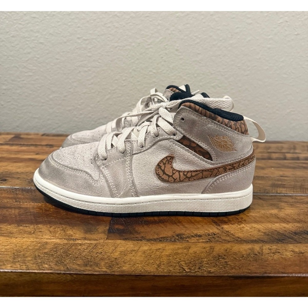 Jordan 1 Mid Brown Elephant Youth Shoes